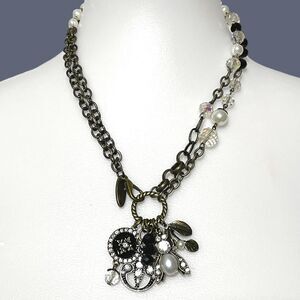 Plunder Rome Vintage Style Charm Necklace Convertible Rhinestone Long Chunky 36"